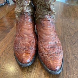 Justin brown lizard cowboy boots 11EE